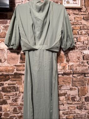 ASOS Sage Green Puff Sleeve Dress